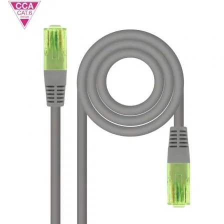 Nanocable Cable de red latiguillo CAT.6 UTP AWG26 CCA, 25 cm, Gris